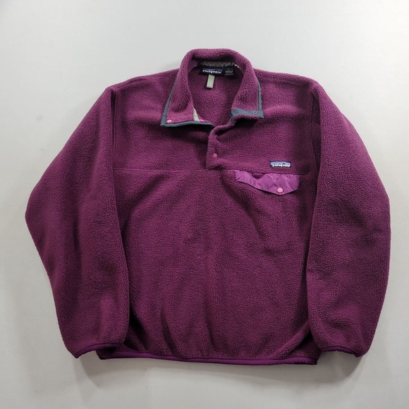 Patagonia Snap-T Fuzzy Fleece Pullover Womens Small Purple Sweater Jacket - Picture 4 of 14